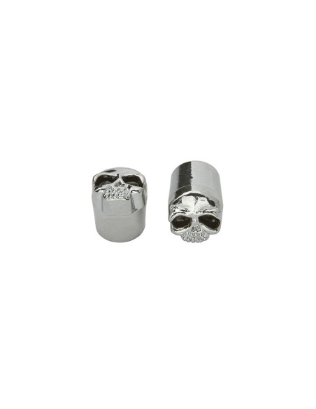 Flat Small Skull Valve Caps Chrome Schrader Valve.